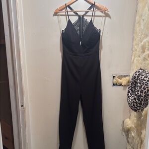 Black Jumpsuit with Lace Detail